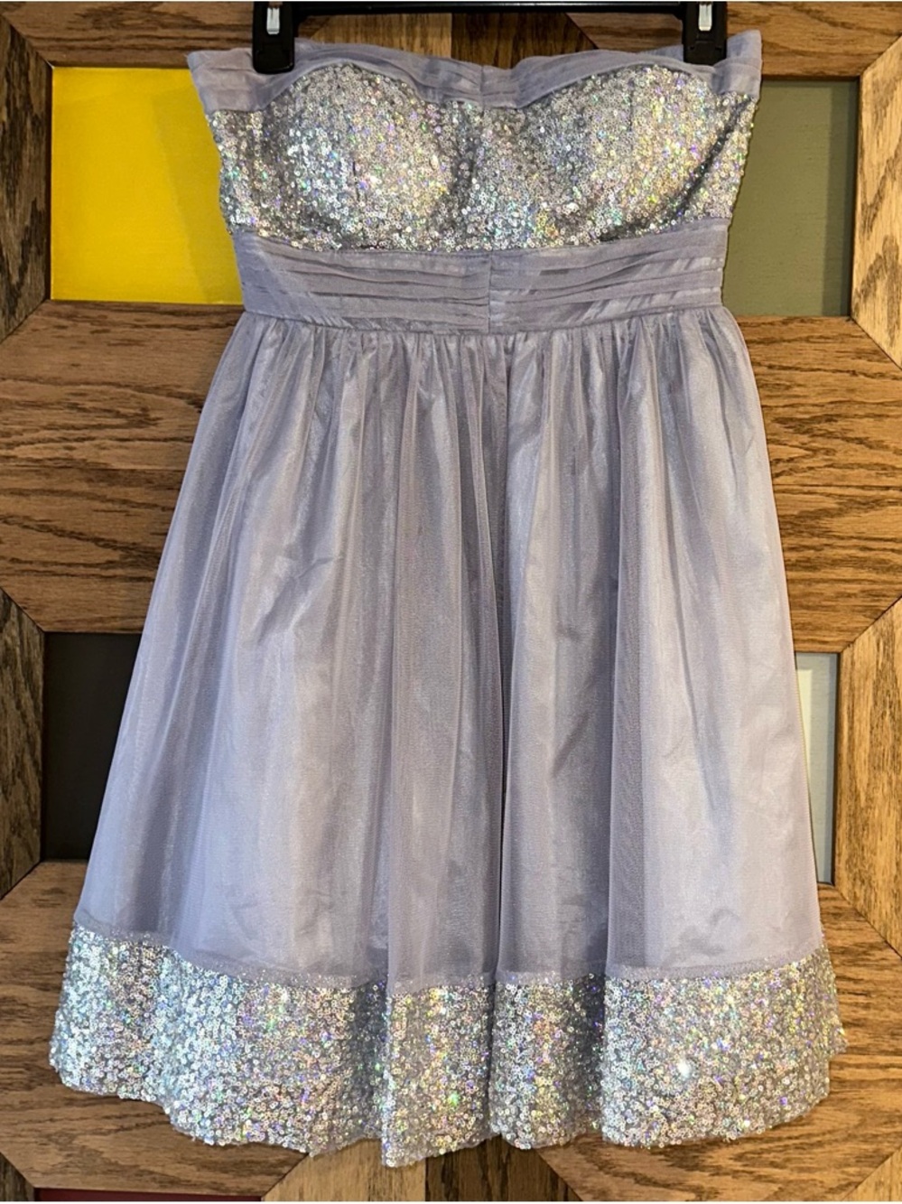 Vintage Y2K dELiA*s Strapless Party Dress Silver Gray Sequin Cocktail Mini Sz 5